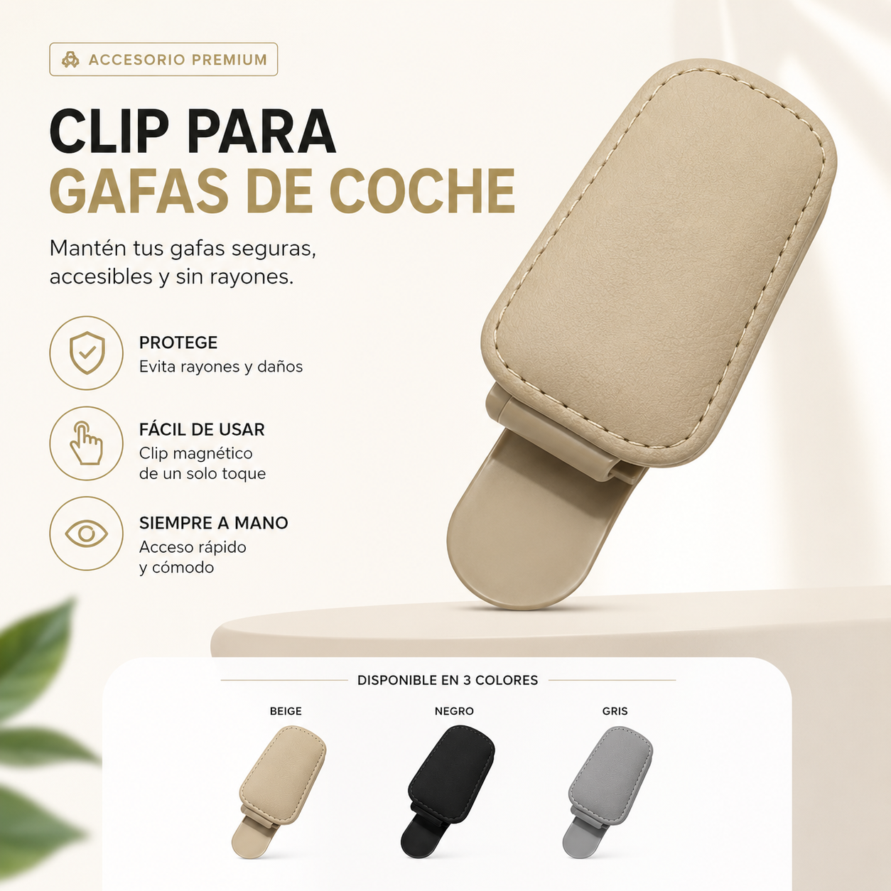 Velmora Grip — Soporte de gafas para el coche
